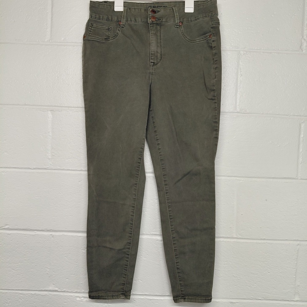 Everflex By Maurices Jeans‎ Womens LARGE SHORT Green Regular Fit Super High Rise
